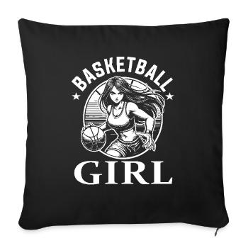 Basketball Girl - Play with Heart, Win with Strength - Sofa pillowcase 17,3'' x 17,3'' (45 x 45 cm) - black - Front
