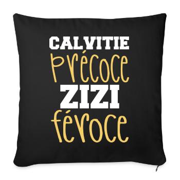 Chauve Qui Peut Humour Calvitie Homme Humour Beauf - Housse de coussin décorative 45 x 45 cm - noir - Devant