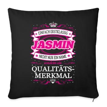 Qualitätsmerkmal Jasmin einfach Erstklassig - Sofakissenbezug 45 x 45 cm - Schwarz - Vorne