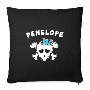 Piratin Penelope Design für Mädchen und Frauen - Sofakissenbezug 45 x 45 cm - Schwarz - Vorne