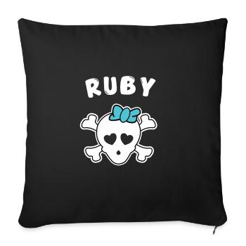 Piratin Ruby Design für Mädchen und Frauen - Sofakissenbezug 45 x 45 cm - Schwarz - Vorne