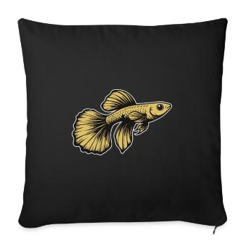 Golden Guppy, Perfect Design for Aquarium Fans - Sofa pillowcase 17,3'' x 17,3'' (45 x 45 cm) - black - Front