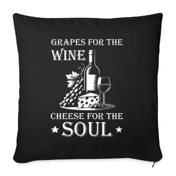 Vin et fromage – un plaisir pour l’âme - Housse de coussin décorative 45 x 45 cm - noir - Devant