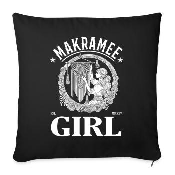 Macrame Girl – Pour la femme avec le grand passe-temps - Housse de coussin décorative 45 x 45 cm - noir - Devant