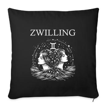 Cooles Sternzeichen Zwilling Design - Sofakissenbezug 45 x 45 cm - Schwarz - Vorne