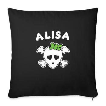 Pirate Alisa Design for Girls and Women - Sofa pillowcase 17,3'' x 17,3'' (45 x 45 cm) - black - Front