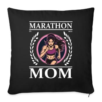 Marathon Mom – Mother and 42.195 km of pure will! - Sofa pillowcase 17,3'' x 17,3'' (45 x 45 cm) - black - Front