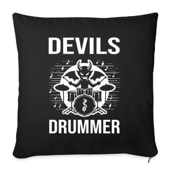 Devils Drummer. The devilish hellish drummer - Sofa pillowcase 17,3'' x 17,3'' (45 x 45 cm) - black - Front