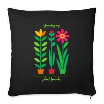 Cultiver mes amis les plantes – Plante D colorée - Housse de coussin décorative 45 x 45 cm - noir - Devant