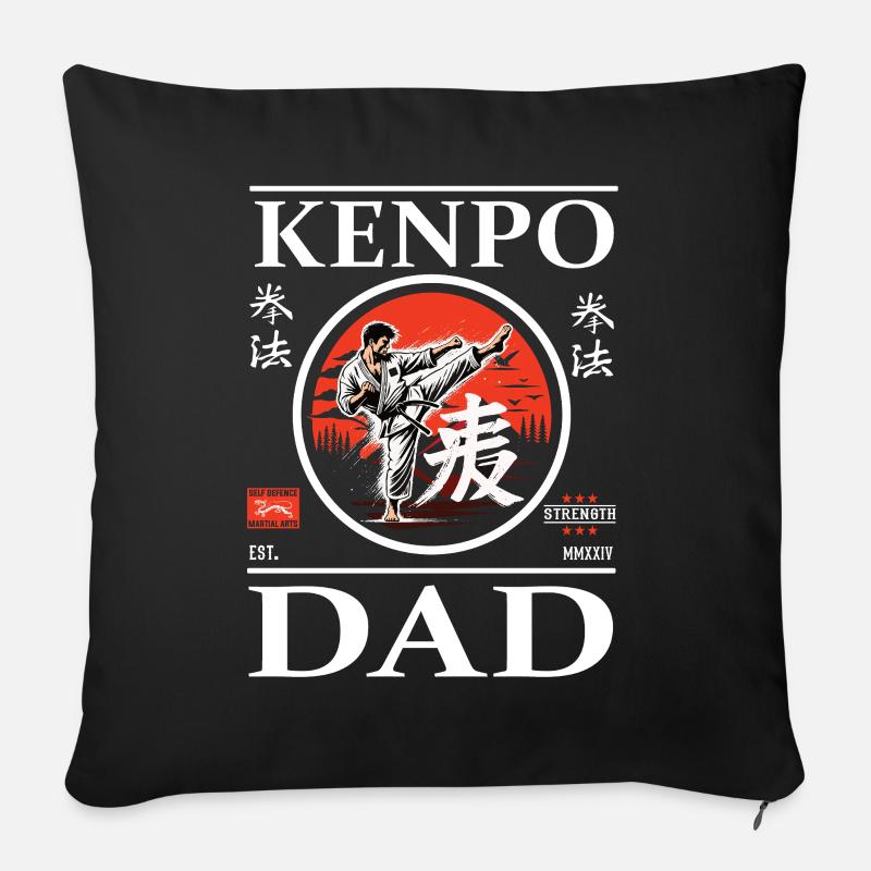 Kenpo Karate Dad Design mit Karateka und Kanji - Sofakissenbezug 45 x 45 cm - Schwarz