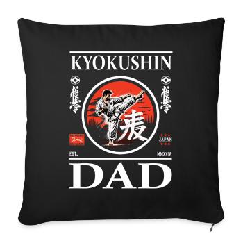 Kyokushin Karate Dad Design with Karateka and Kanji - Sofa pillowcase 17,3'' x 17,3'' (45 x 45 cm) - black - Front