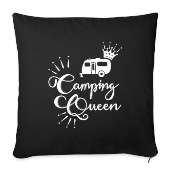 Camping Queen Caravane - Housse de coussin décorative 45 x 45 cm - noir - Devant