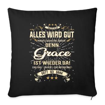 Everything Will Be Alright 'Cause Grace Is Here Outfit - Sofa pillowcase 17,3'' x 17,3'' (45 x 45 cm) - black - Front