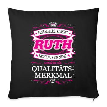 Qualitätsmerkmal Ruth einfach Erstklassig - Sofakissenbezug 45 x 45 cm - Schwarz - Vorne