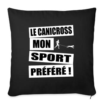 Le canicross mon sport préféré t-shirt homme - Housse de coussin décorative 45 x 45 cm - noir - Devant