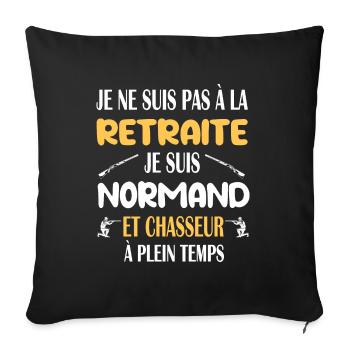 Grand-père retraité normand normandie chasseur - Housse de coussin décorative 45 x 45 cm - noir - Devant