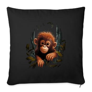 Orang Utan Baby Jungtier Orangutan Affe - Sofakissenbezug 45 x 45 cm - Schwarz - Vorne