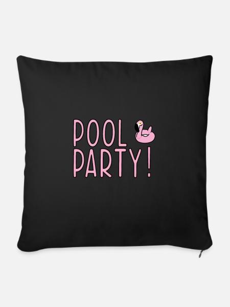 pool party flamingo - Sofakissenbezug 45 x 45 cm - Schwarz
