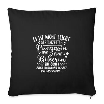 Ce n’est pas facile d’être princesse et motarde - Housse de coussin décorative 45 x 45 cm - noir - Devant