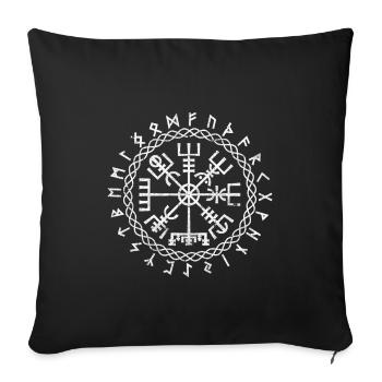 Compas Vegvisir Viking et cercle de Futhark - Housse de coussin décorative 45 x 45 cm - noir - Devant