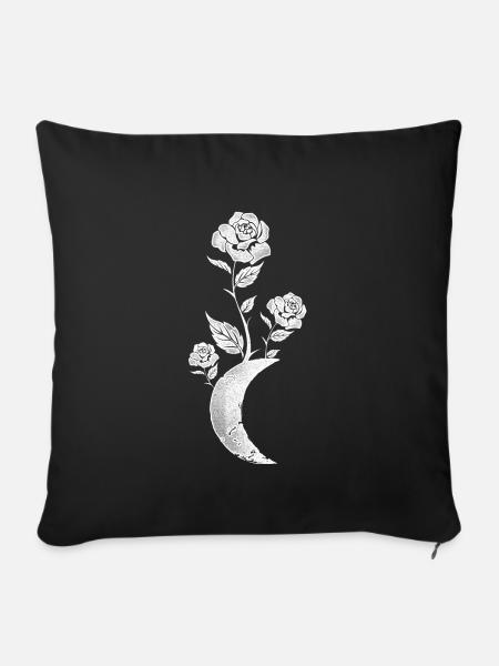Mond Rose Okkult - Sofakissenbezug 45 x 45 cm - Schwarz