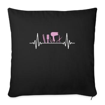 Ciseaux à brosse pour coiffeur Heartbeat - Housse de coussin décorative 45 x 45 cm - noir - Devant