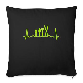 Hedge trimmer shovel heartbeat - Sofa pillowcase 17,3'' x 17,3'' (45 x 45 cm) - black - Front