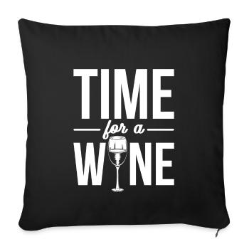 Temps de buveur de vin pour dire du vin - Housse de coussin décorative 45 x 45 cm - noir - Devant