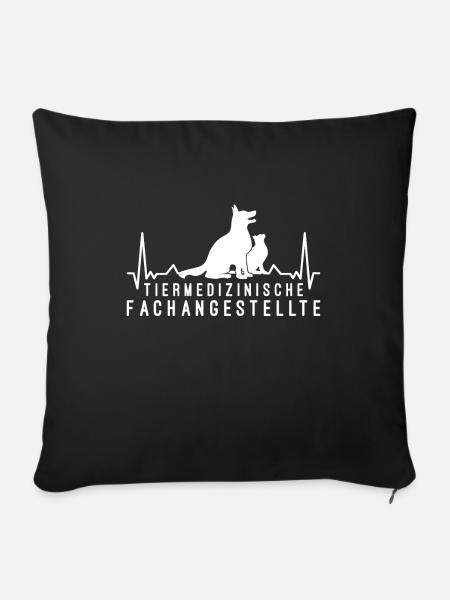 Tierärztin Hund Katze Herzschlag - Sofakissenbezug 45 x 45 cm - Schwarz