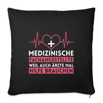 Arzthelferin MFA Herzschlag - Sofakissenbezug 45 x 45 cm - Schwarz - Vorne