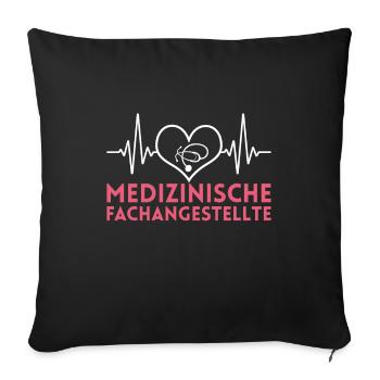MFA Helferin Herzschlag - Sofakissenbezug 45 x 45 cm - Schwarz - Vorne