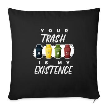 Garbage man garbage cans garbage collection - Sofa pillowcase 17,3'' x 17,3'' (45 x 45 cm) - black - Front