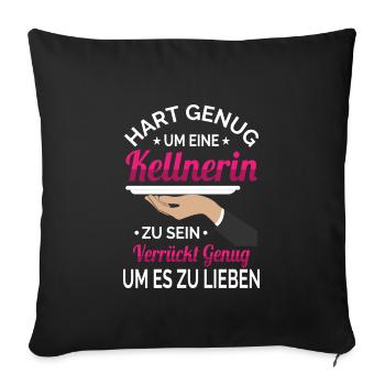 Kellnerin Servicekraft Bedienung - Sofakissenbezug 45 x 45 cm - Schwarz - Vorne