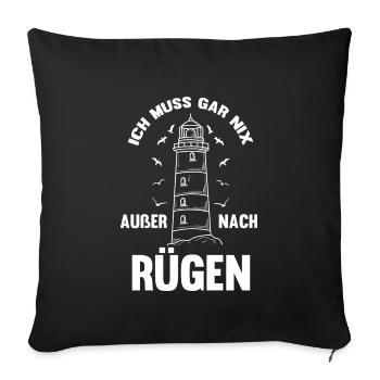 Rügen Ostsee Spruch Leuchtturm - Sofakissenbezug 45 x 45 cm - Schwarz - Vorne