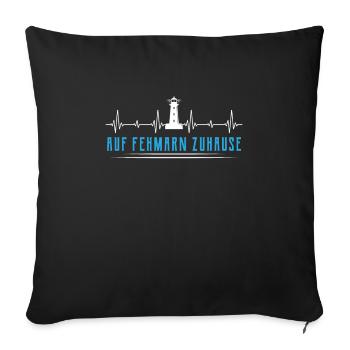 Fehmarn Ostsee Spruch Leuchtturm Herzschlag - Sofakissenbezug 45 x 45 cm - Schwarz - Vorne