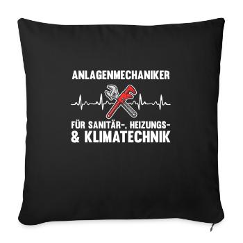 Anlagenmechaniker Sanitär Klimatechnik Herzschlag - Sofakissenbezug 45 x 45 cm - Schwarz - Vorne
