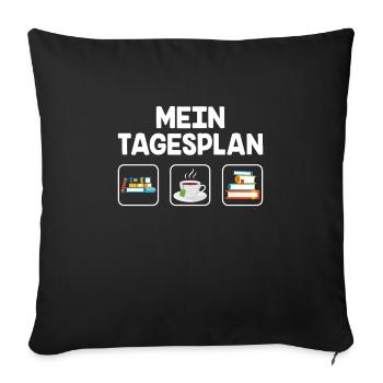 Bücher lesen Tee trinken - Sofakissenbezug 45 x 45 cm - Schwarz - Vorne