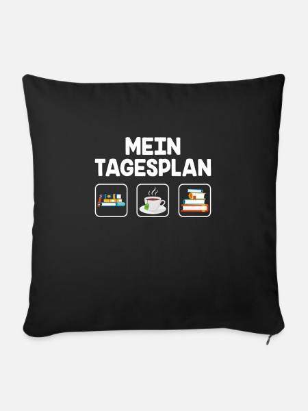 Bücher lesen Tee trinken - Sofakissenbezug 45 x 45 cm - Schwarz