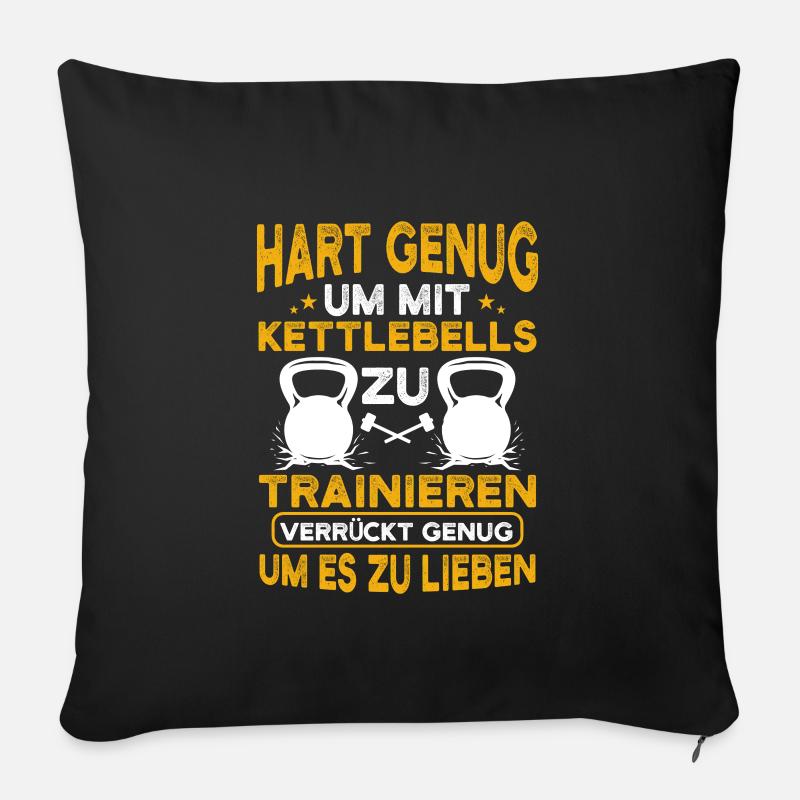 Kettlebell Fitness Workout Sport - Sofakissenbezug 45 x 45 cm - Schwarz