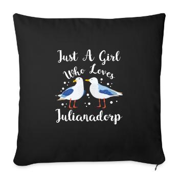 Julianadorp Pays-Bas Mouettes vacances - Housse de coussin décorative 45 x 45 cm - noir - Devant