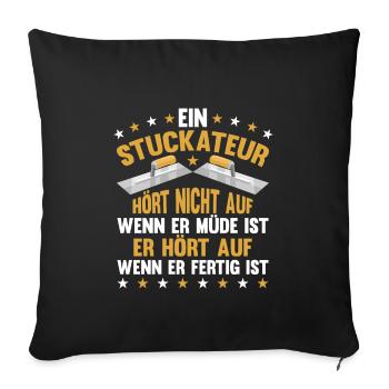 Stuckateur Spachtel Spruch Verputzer - Sofakissenbezug 45 x 45 cm - Schwarz - Vorne