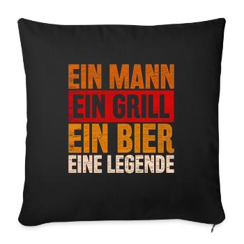 Grillen Bier BBQ Grill - Sofakissenbezug 45 x 45 cm - Schwarz - Vorne