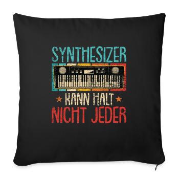 Retro Synthesizer Analog Keyboard - Sofakissenbezug 45 x 45 cm - Schwarz - Vorne