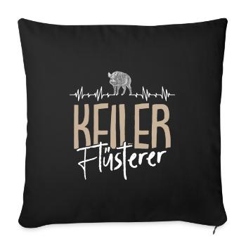 Jagen Wildschwein Keiler Flüsterer Herzschlag Jäge - Sofakissenbezug 45 x 45 cm - Schwarz - Vorne