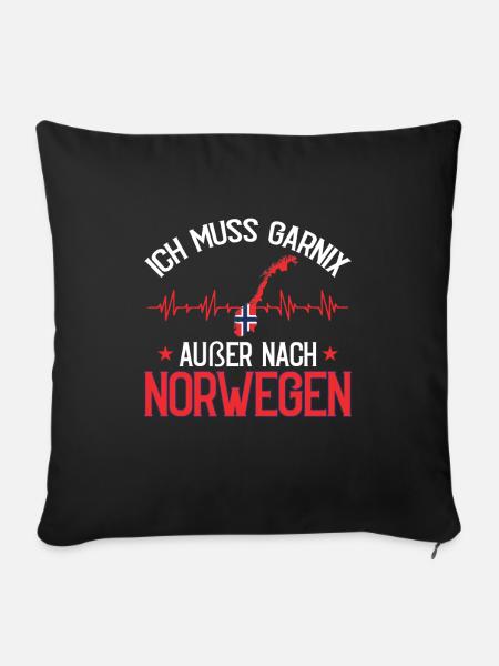 Norwegen Flagge Elch Herzschlag Skandinavien - Sofakissenbezug 45 x 45 cm - Schwarz