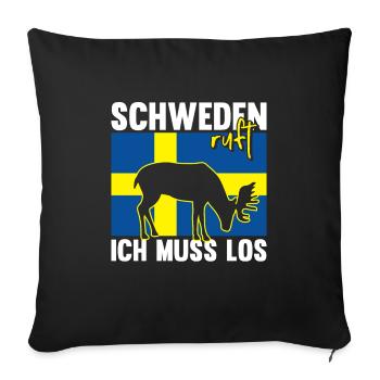 Schweden ruft Elch Flagge Skandinavien - Sofakissenbezug 45 x 45 cm - Schwarz - Vorne
