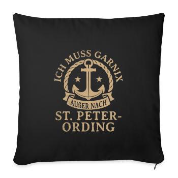 St. Peter-Ording Nordfriesland Seebad - Sofakissenbezug 45 x 45 cm - Schwarz - Vorne