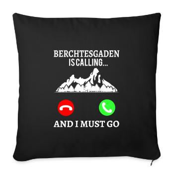 Watzmann Gipfel Berchtesgaden ruft Wandern - Sofakissenbezug 45 x 45 cm - Schwarz - Vorne
