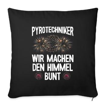Pyrotechniker Himmel bunt Böller Pyrotechnik - Sofakissenbezug 45 x 45 cm - Schwarz - Vorne