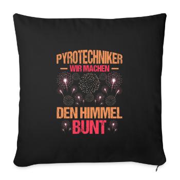 Pyrotechniker Himmel bunt Böller Pyrotechnik - Sofakissenbezug 45 x 45 cm - Schwarz - Vorne